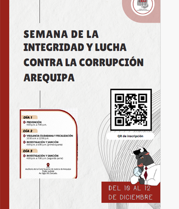 Más de 180 inscritos para participar en actividades de «Semana de la integridad y lucha contra la corrupción»