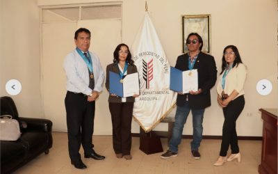 Natalia Morales y Pedro Torres, dos nuevos profesionales incorporados al Colegio de Periodistas Arequipa