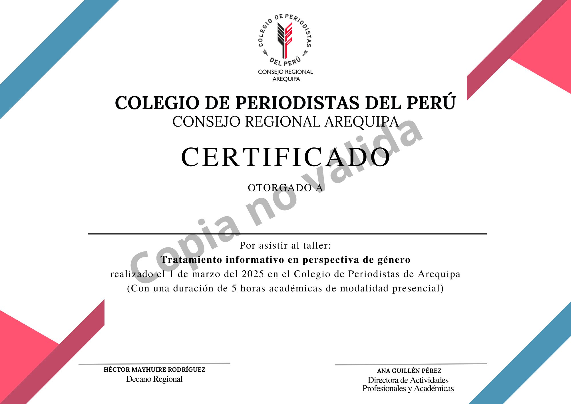 PERSPECTIVA DE ´GENERO NO VALIDA